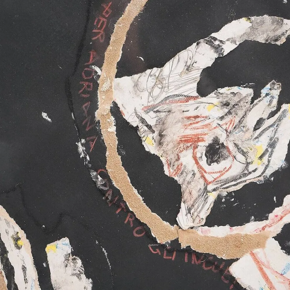 Composition, techniques mixtes sur carton Ansgar Elde, années 1980