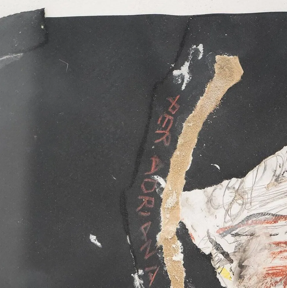 Composition, techniques mixtes sur carton Ansgar Elde, années 1980