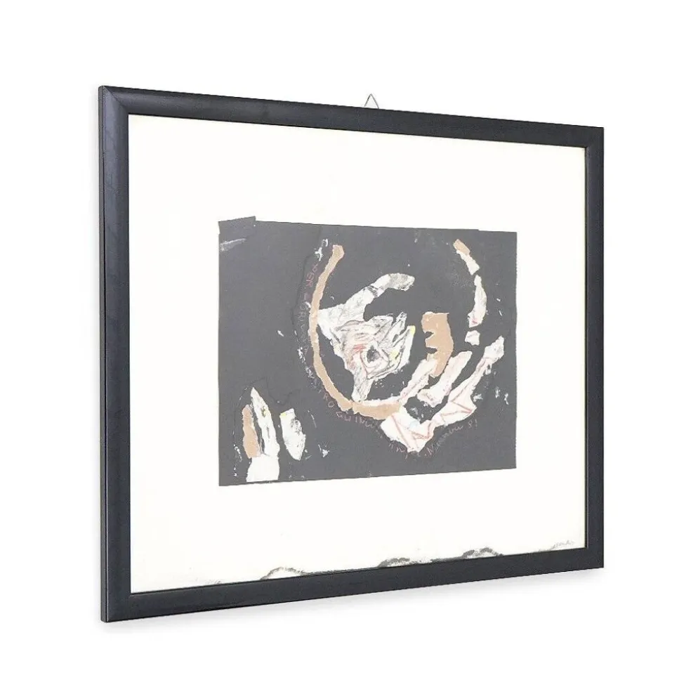 Composition, techniques mixtes sur carton Ansgar Elde, années 1980