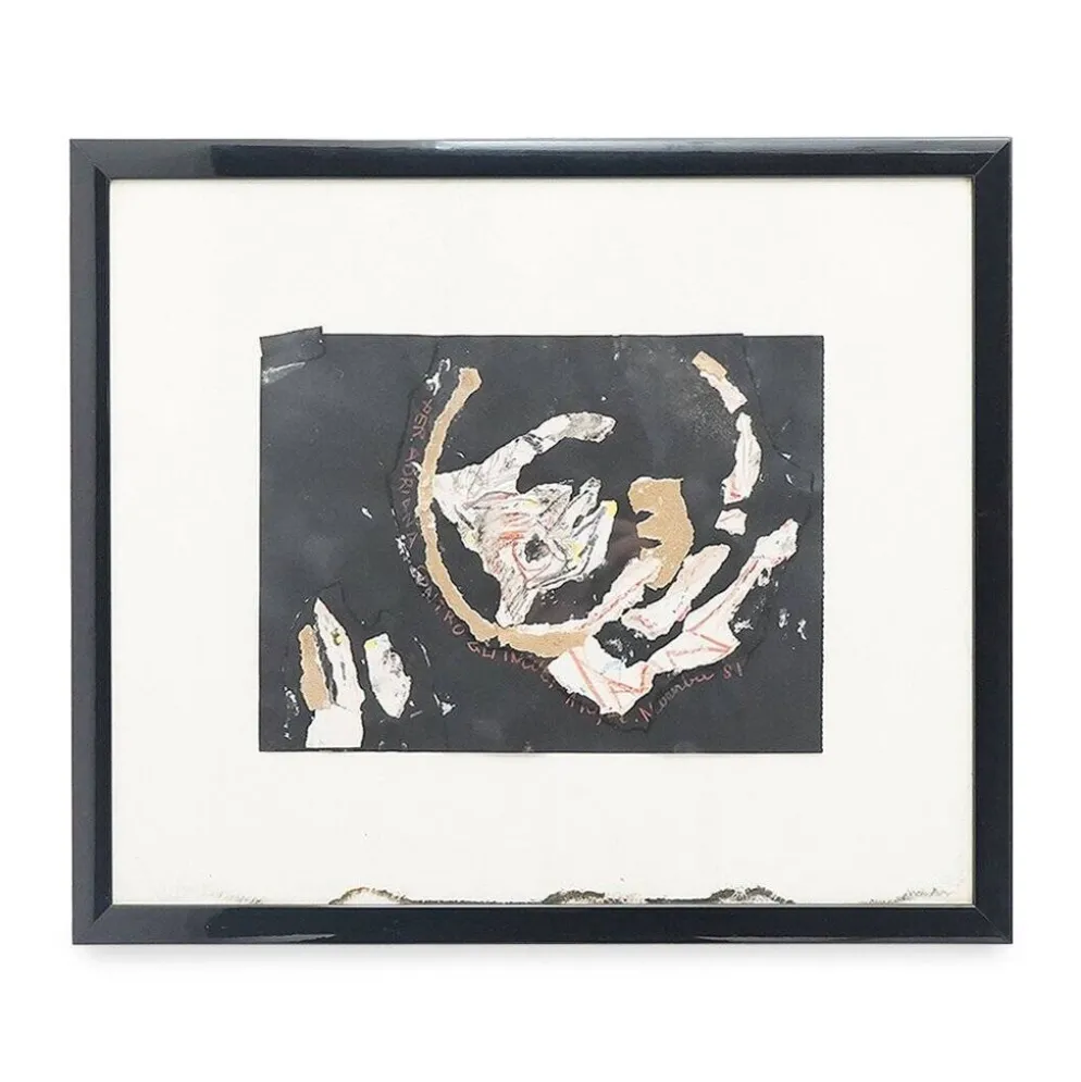 Composition, techniques mixtes sur carton Ansgar Elde, années 1980