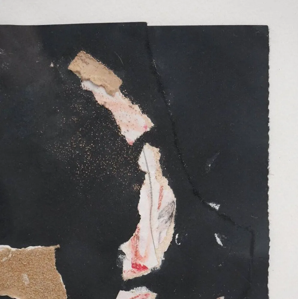 Composition, techniques mixtes sur carton Ansgar Elde, années 1980