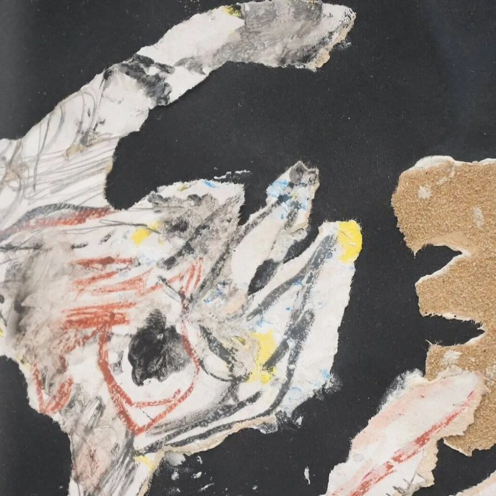 Composition, techniques mixtes sur carton Ansgar Elde, années 1980