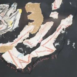 Composition, techniques mixtes sur carton Ansgar Elde, années 1980