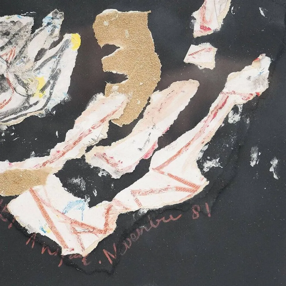 Composition, techniques mixtes sur carton Ansgar Elde, années 1980