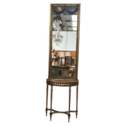 Console et miroir d'entre deux de style Louis XVI en bois doré