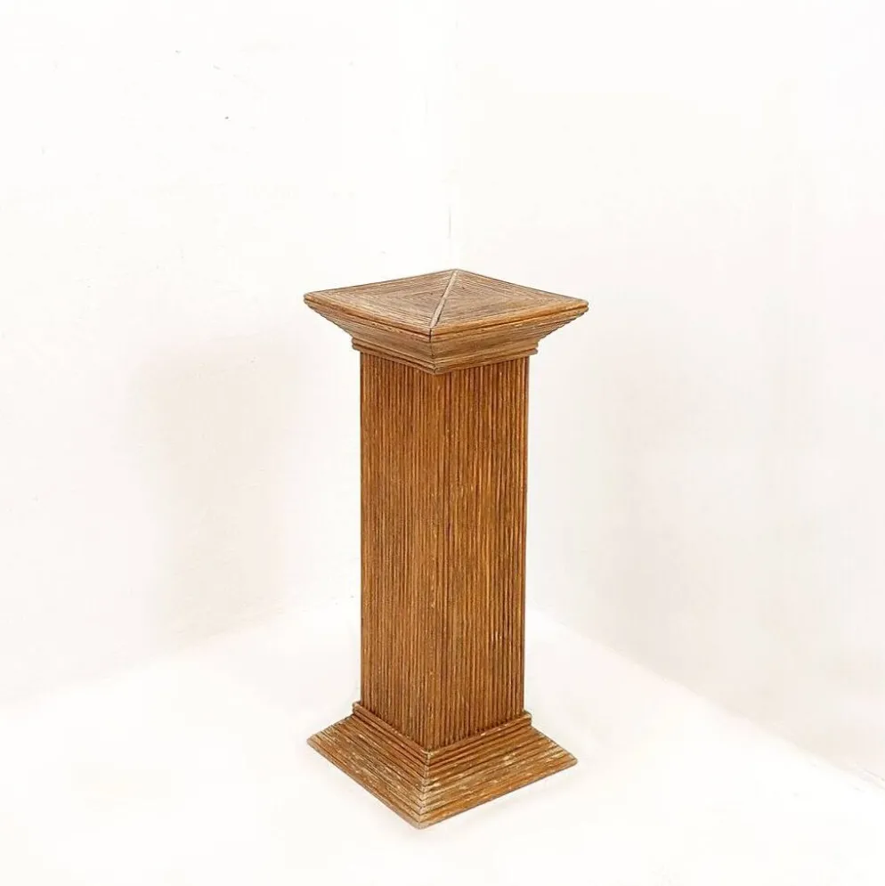 Console piédestal en roseau crayon dans le style de Vivai del Sud - 1970s