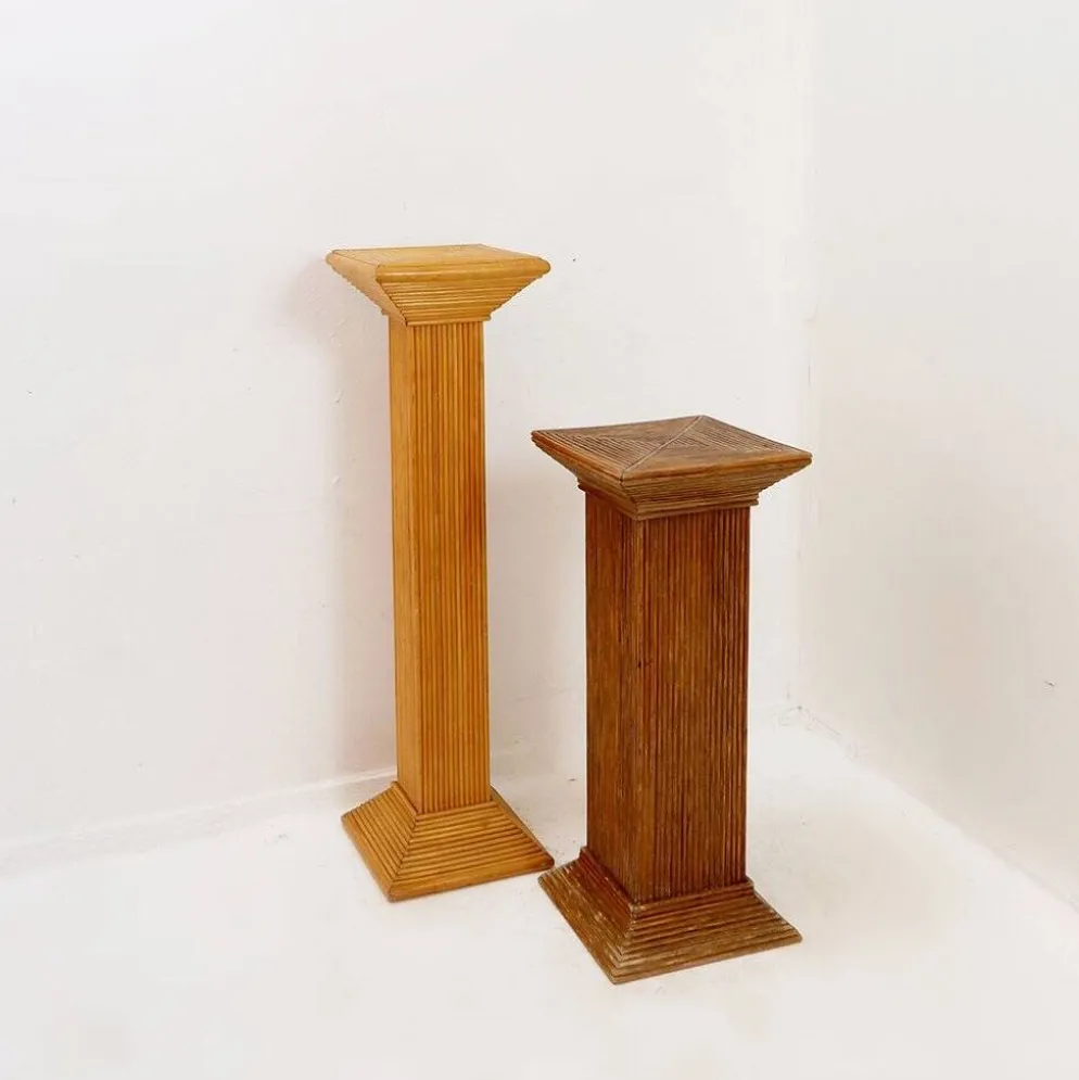 Console piédestal en roseau crayon dans le style de Vivai del Sud - 1970s
