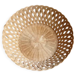 Corbeille en bambou naturel tressé & ajouré, fait main