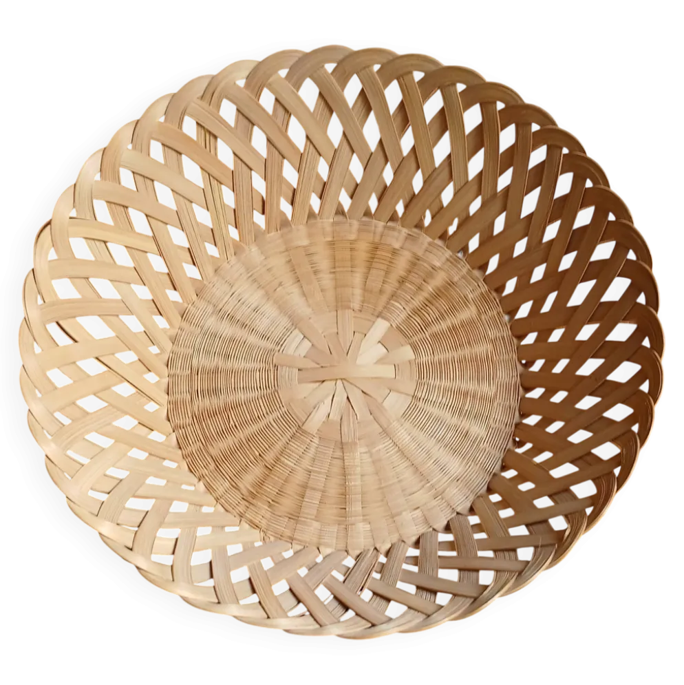 Corbeille en bambou naturel tressé & ajouré, fait main