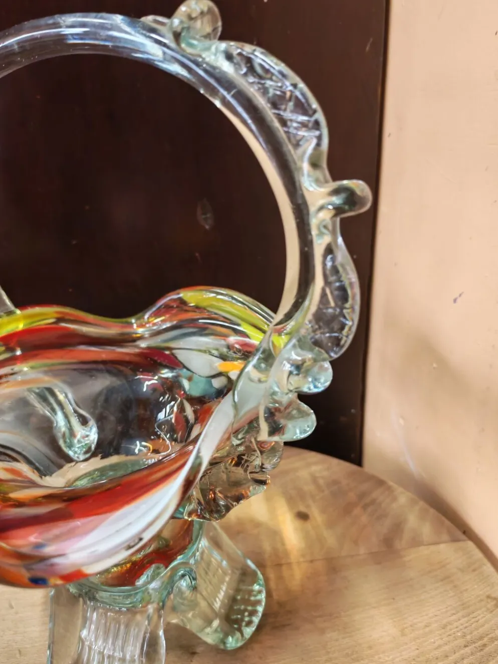 Corbeille en verre soufflé style Murano, Pologne 1970