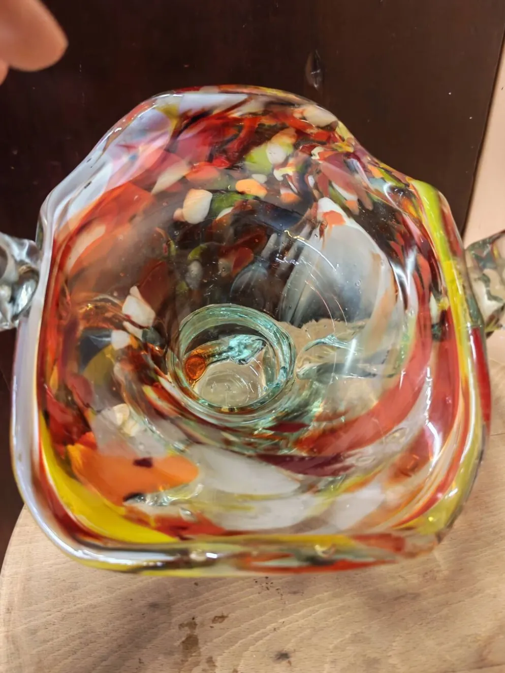 Corbeille en verre soufflé style Murano, Pologne 1970