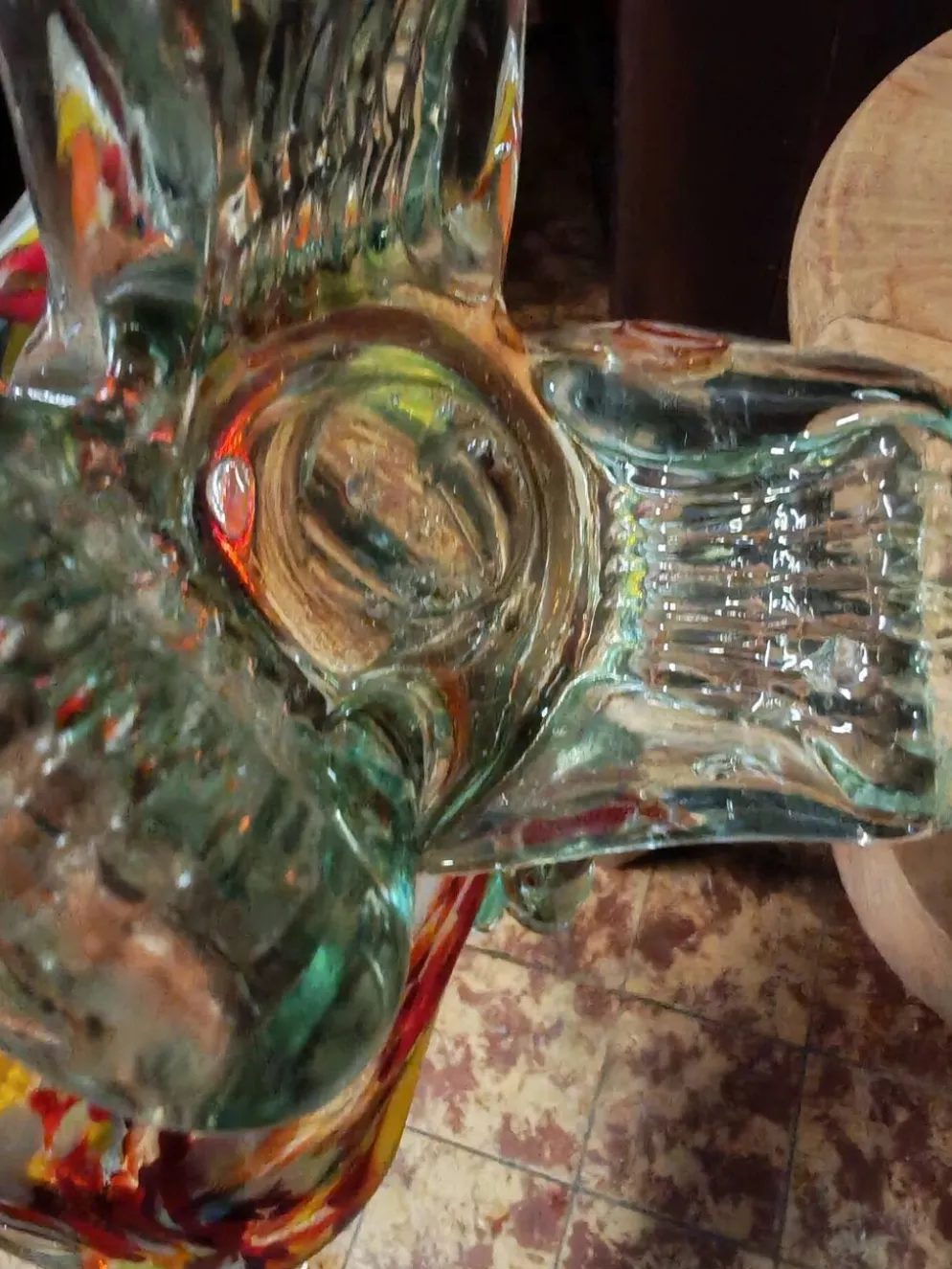 Corbeille en verre soufflé style Murano, Pologne 1970