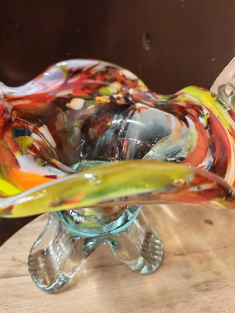 Corbeille en verre soufflé style Murano, Pologne 1970