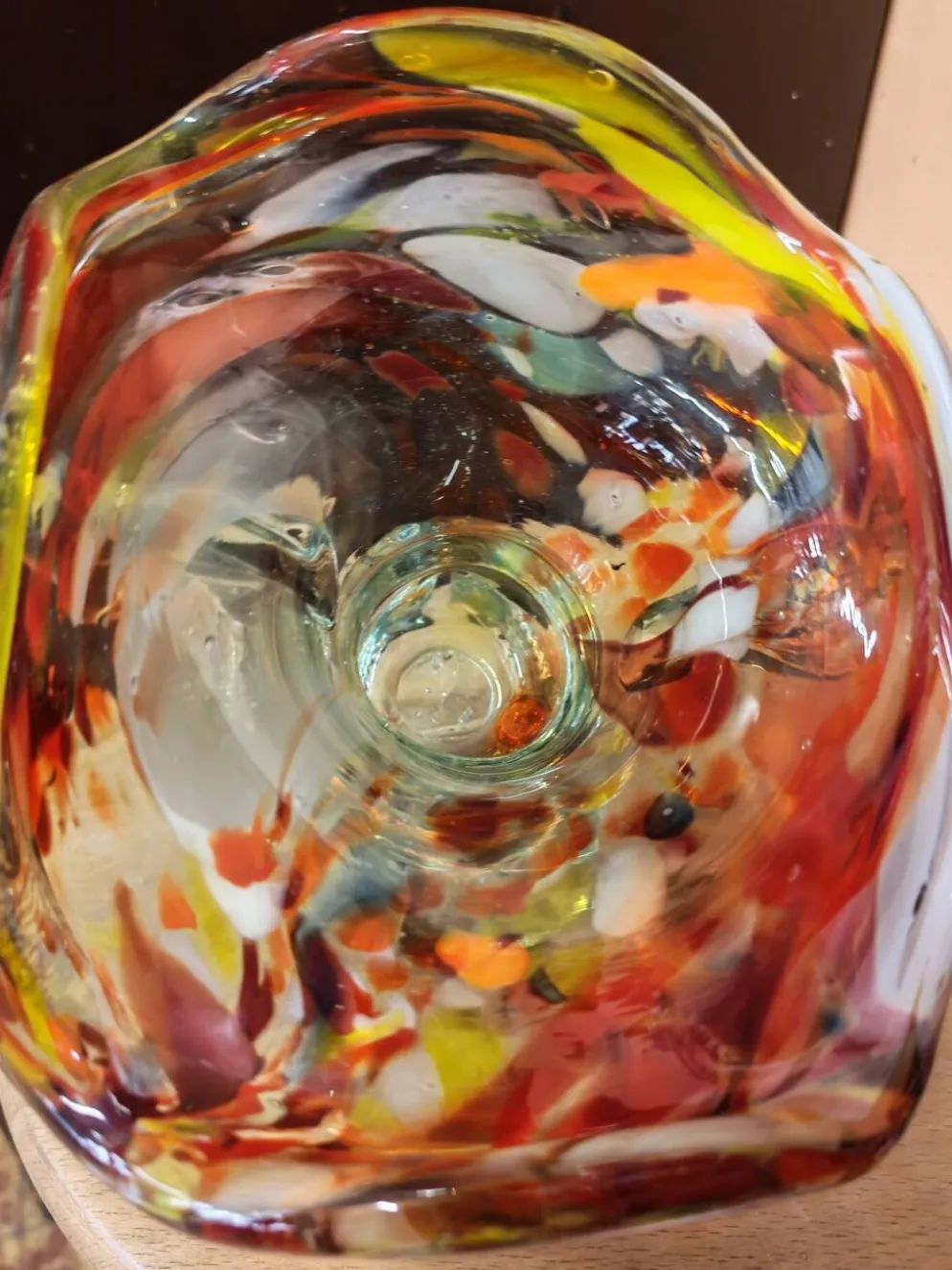 Corbeille en verre soufflé style Murano, Pologne 1970