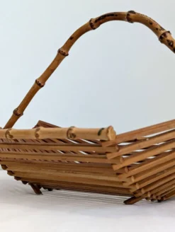 Corbeille à fruits en bois et bambou vintage