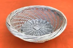 Corbeille Osier tressé gris argenté