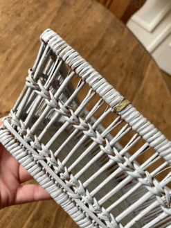 Corbeille à pain, vide poche, boite de rangement en rotin et osier grise -