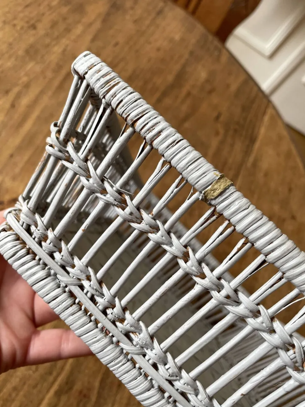 Corbeille à pain, vide poche, boite de rangement en rotin et osier grise -