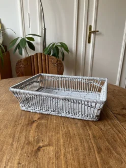 Corbeille à pain, vide poche, boite de rangement en rotin et osier grise -