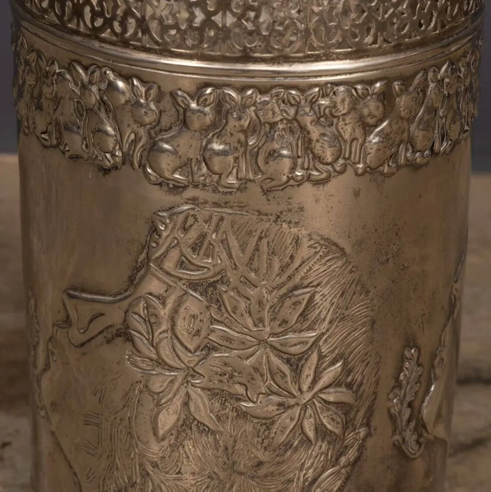 Corbeille à papier en argent plaqué Art Déco antique vers 1920