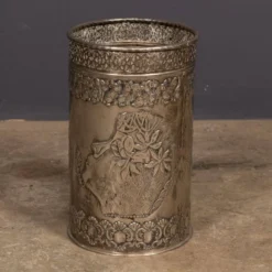 Corbeille à papier en argent plaqué Art Déco antique vers 1920