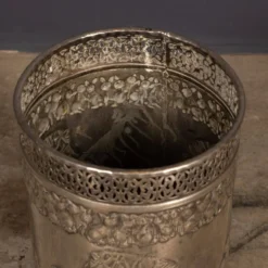 Corbeille à papier en argent plaqué Art Déco antique vers 1920