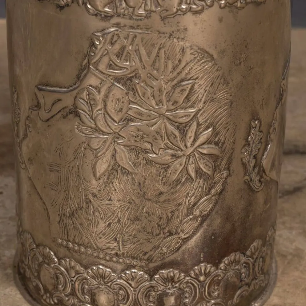 Corbeille à papier en argent plaqué Art Déco antique vers 1920