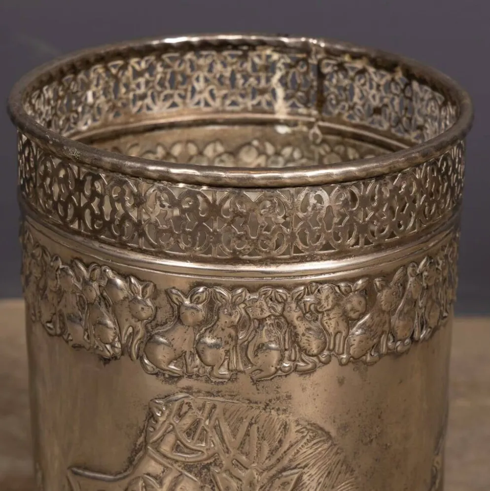 Corbeille à papier en argent plaqué Art Déco antique vers 1920