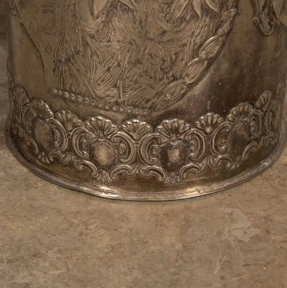 Corbeille à papier en argent plaqué Art Déco antique vers 1920
