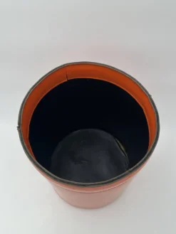 Corbeille à Papier en Cuir Orange Façon Sellier, dans le Goût d'Hermès, Ann