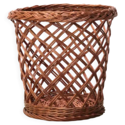 Corbeille à papier en osier, années 70