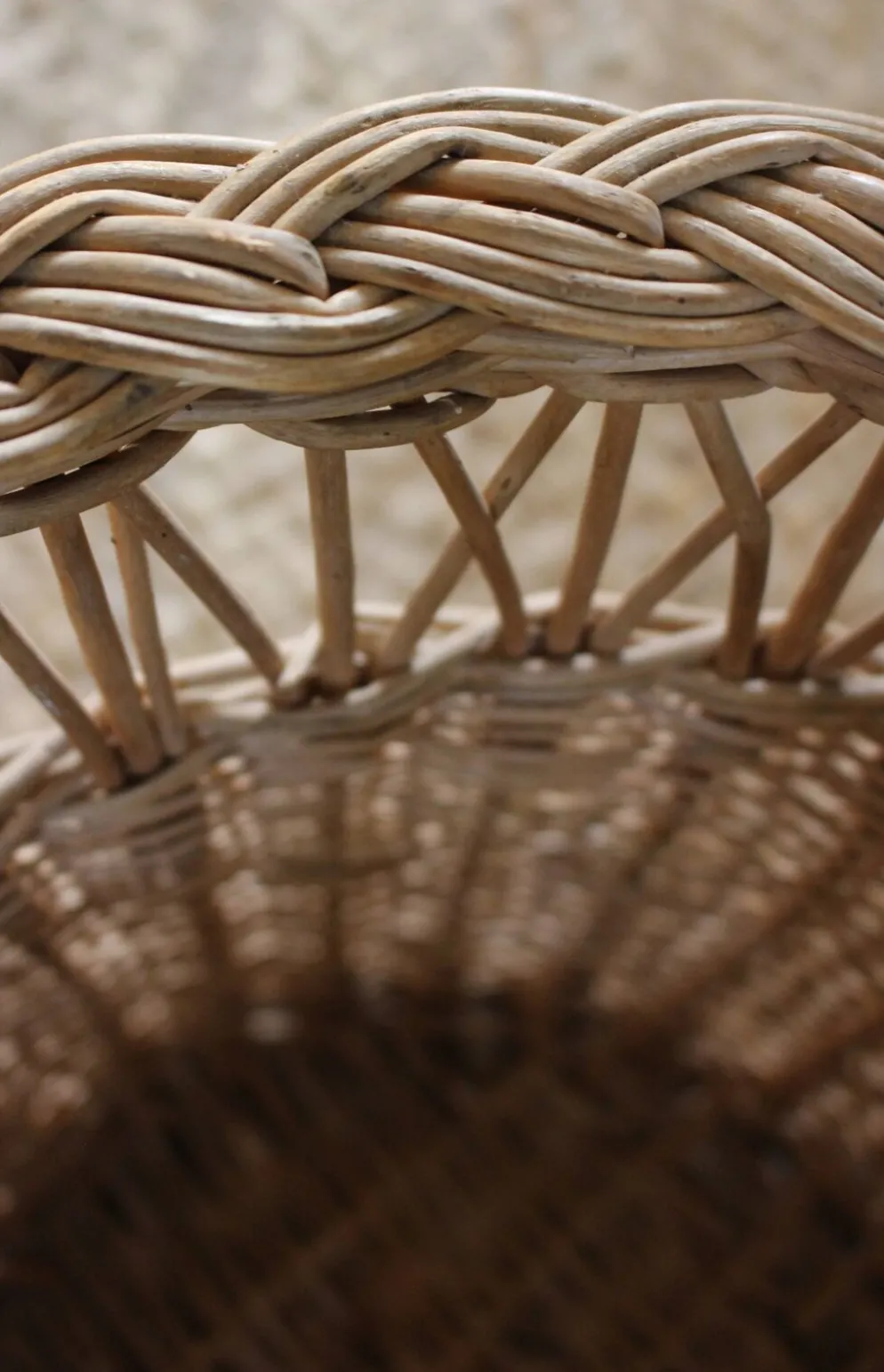 Corbeille à papier, plante vintage en osier