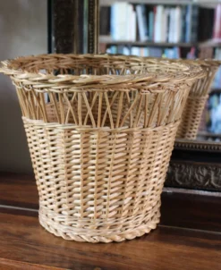 Corbeille à papier, plante vintage en osier
