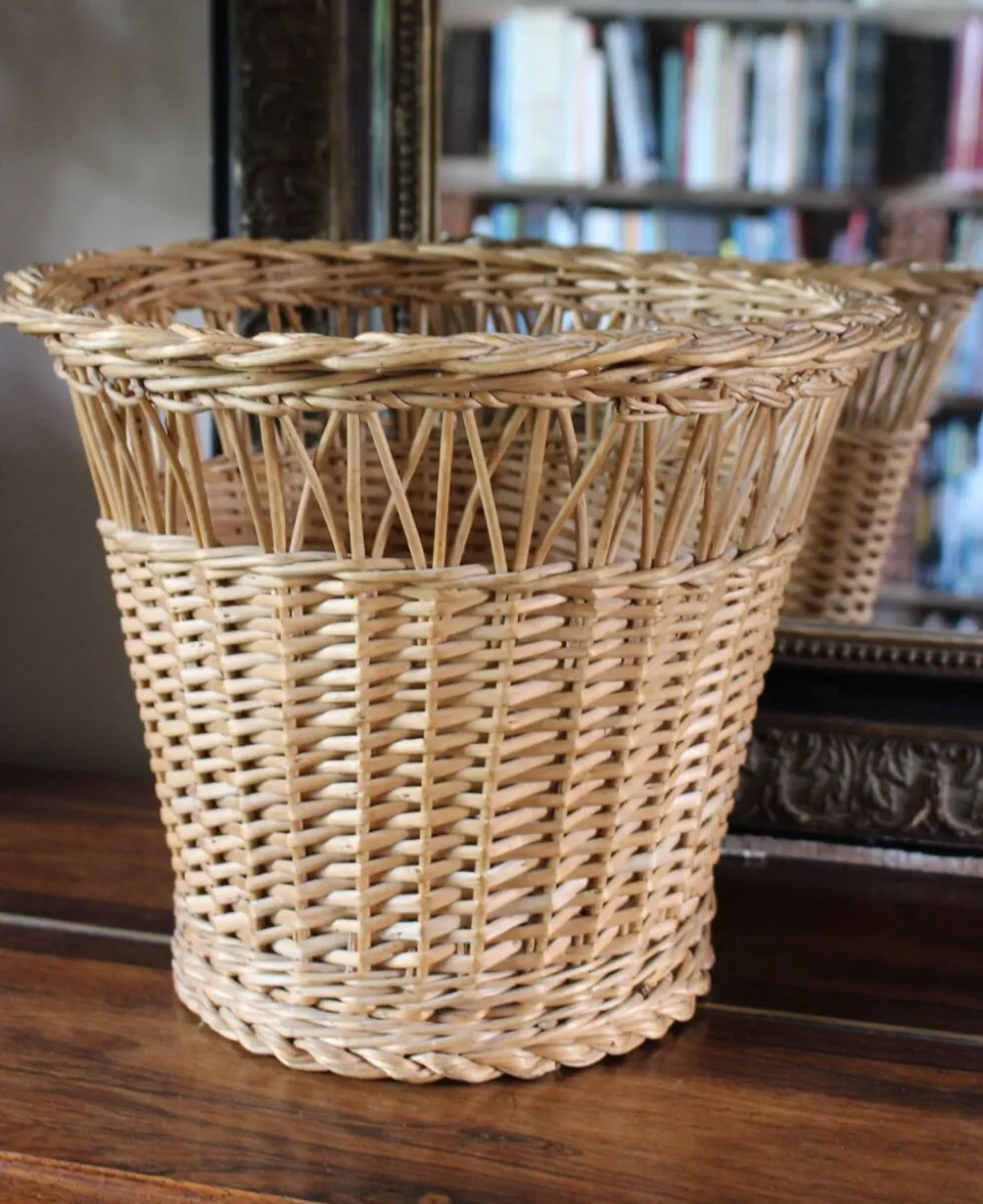 Corbeille à papier, plante vintage en osier