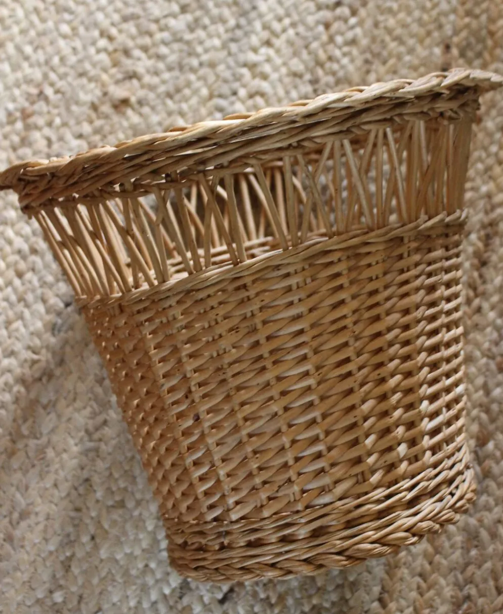 Corbeille à papier, plante vintage en osier