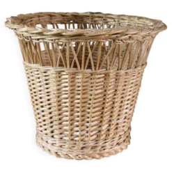 Corbeille à papier, plante vintage en osier
