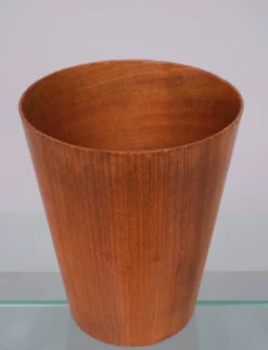 Corbeille à papier ronde en teck, Suède des années 1960