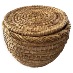 Corbeille ronde jonc tressé
