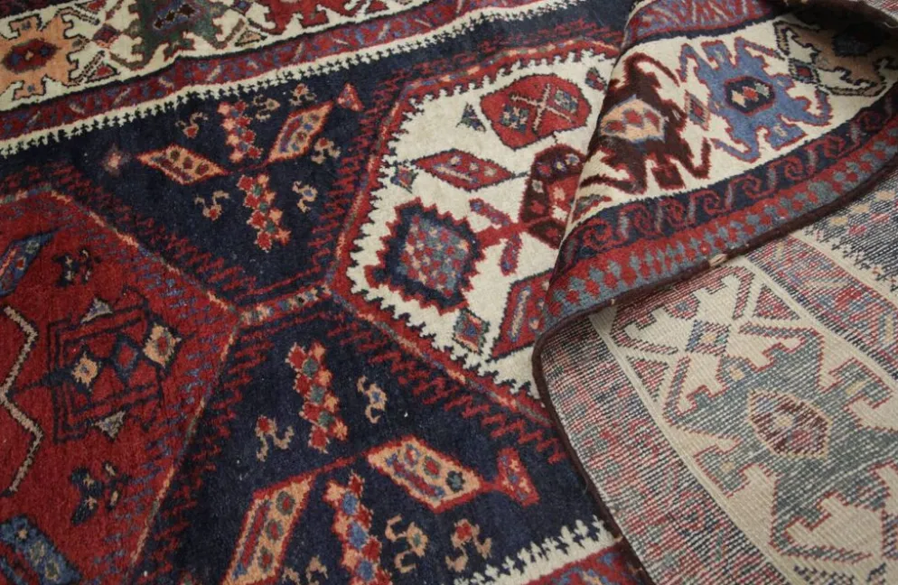 Couloir en laine oriental fait main, tapis de marche long avec médaillon géométrique.