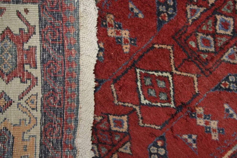 Couloir en laine oriental fait main, tapis de marche long avec médaillon géométrique.