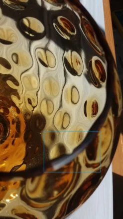 Coupe calice vase ballon sur pied XXL en verre ambré à relief bulles Empoli