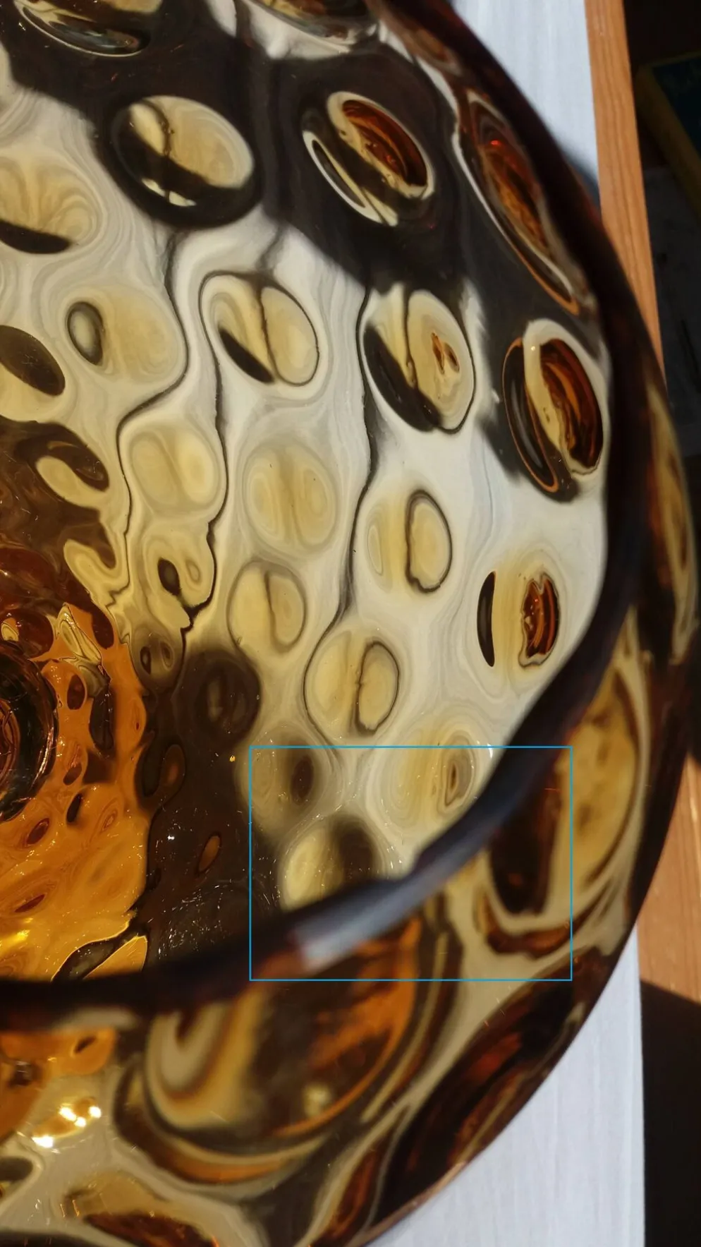 Coupe calice vase ballon sur pied XXL en verre ambré à relief bulles Empoli