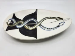 Coupe Vide poche Roger capron décor Serpents en céramique France 1950