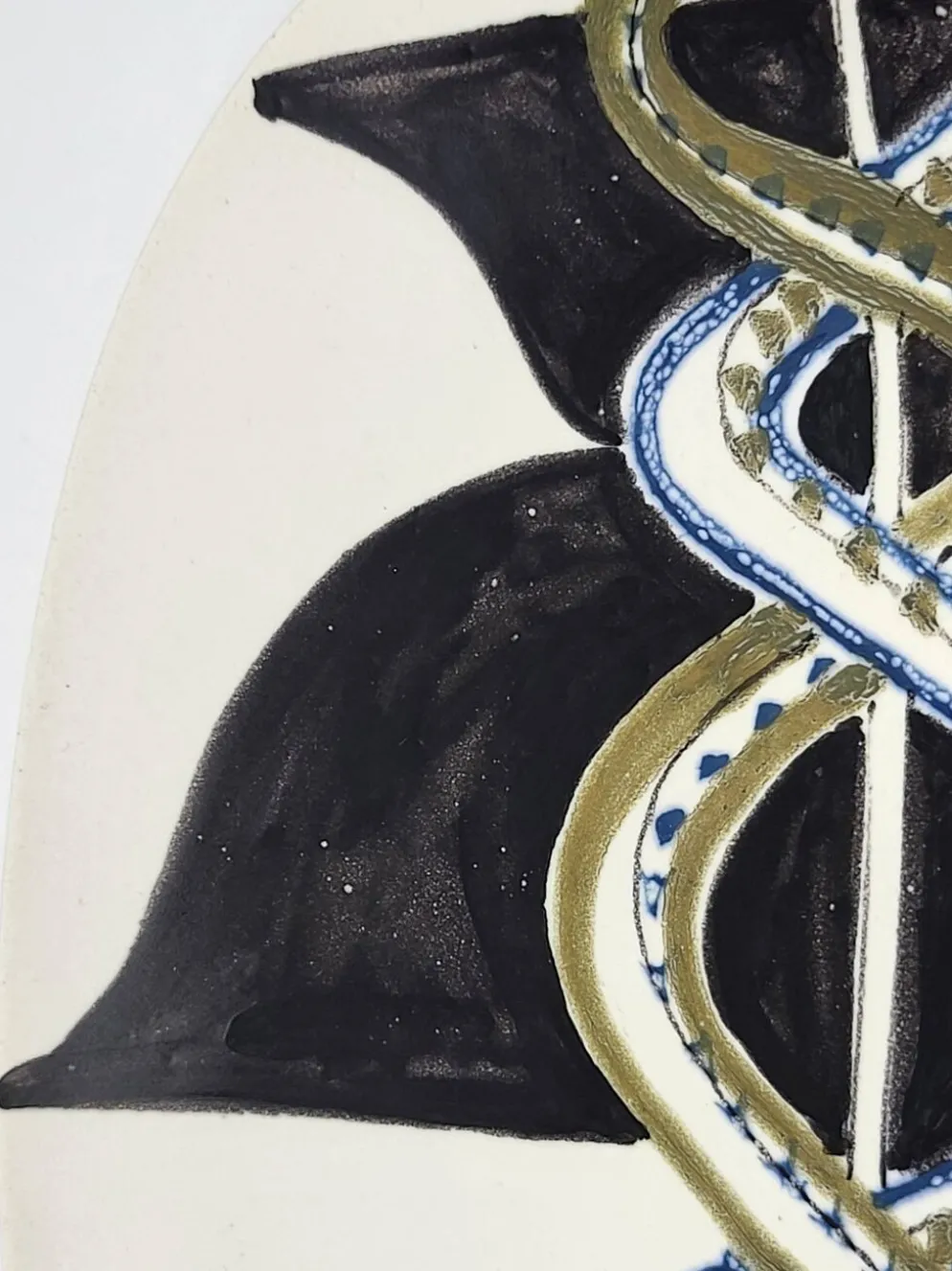 Coupe Vide poche Roger capron décor Serpents en céramique France 1950