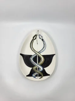 Coupe Vide poche Roger capron décor Serpents en céramique France 1950