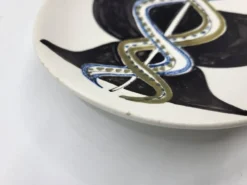 Coupe Vide poche Roger capron décor Serpents en céramique France 1950