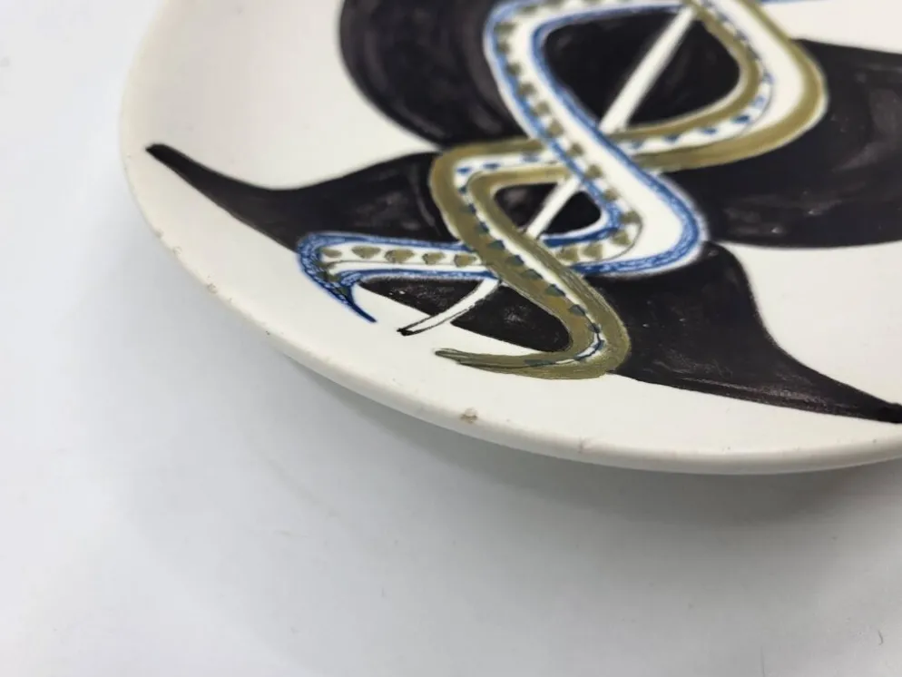 Coupe Vide poche Roger capron décor Serpents en céramique France 1950