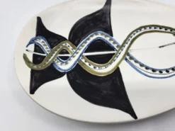 Coupe Vide poche Roger capron décor Serpents en céramique France 1950