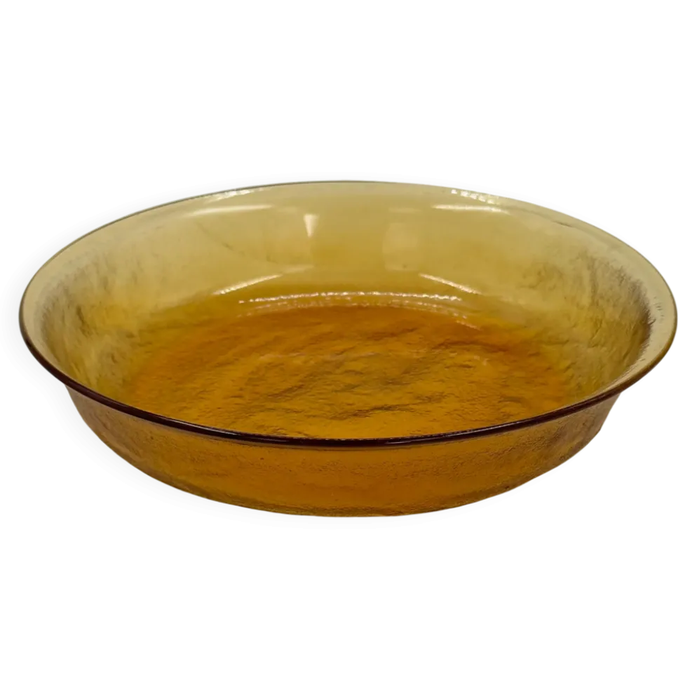 Coupe vintage en verre ambré texturé, style verre glacé scandinave