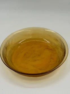 Coupe vintage en verre ambré texturé, style verre glacé scandinave